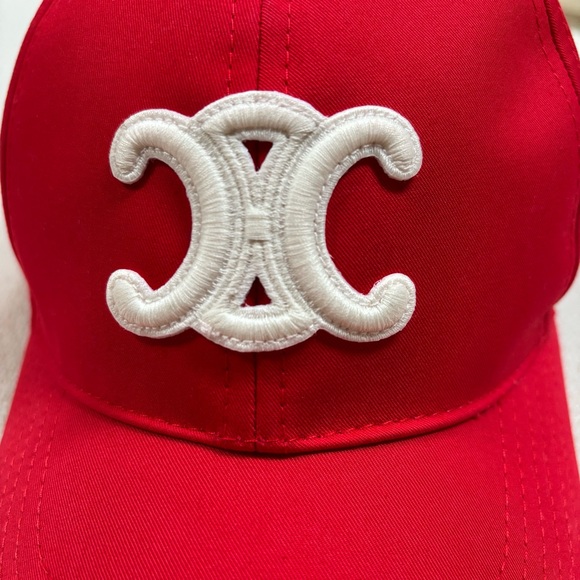 CELINE Triomphe Baseball Cap Rouge Vif - Picture 5 of 16